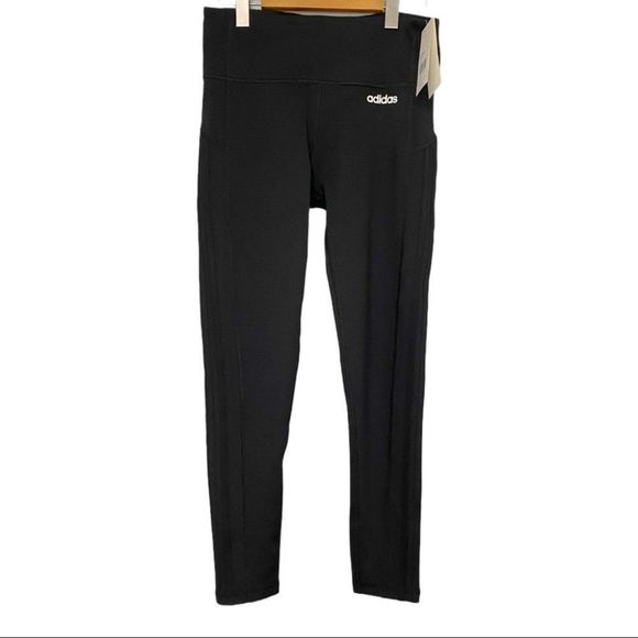 NWT adidas leggings 3 stripe black size medium - Picture 1 of 6